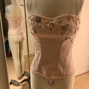 Vintage Karen Millen Bustier Top Silk & Sequins